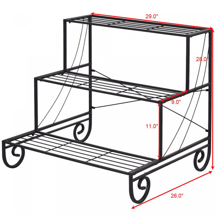 Costway 3 Tier Outdoor Metal Plant Stand Flower Planter Garden Display Shelf Rack