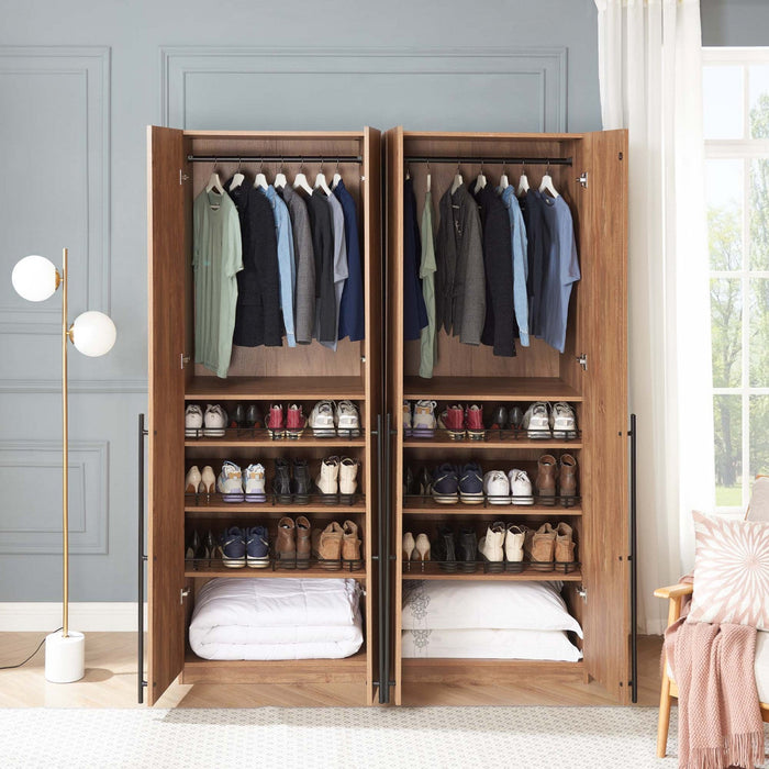 Lee Modern 32\" Wardrobe Closet in Golden Brown - Set of 2 Armoire 