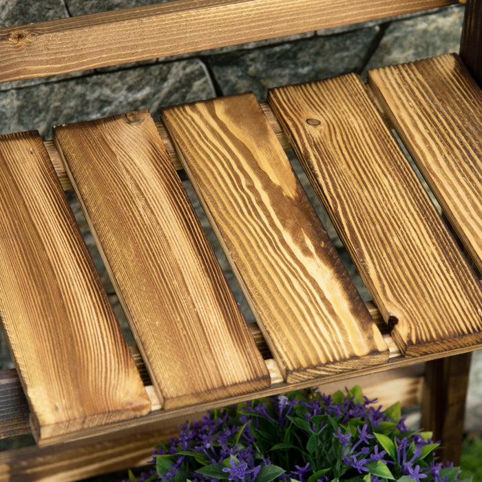 Outsunny Outdoor Plant Stand, Foldable Flower Stand 3-tier Wooden Plant Shelf For Garden Indoor Outd