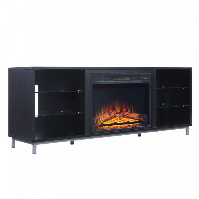 Brighton Modern 2-Piece Electric Fireplace in Black and Onyx 