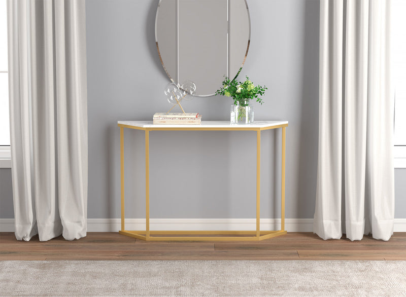 44” Modern Console Table - Marble With Gold Finish 