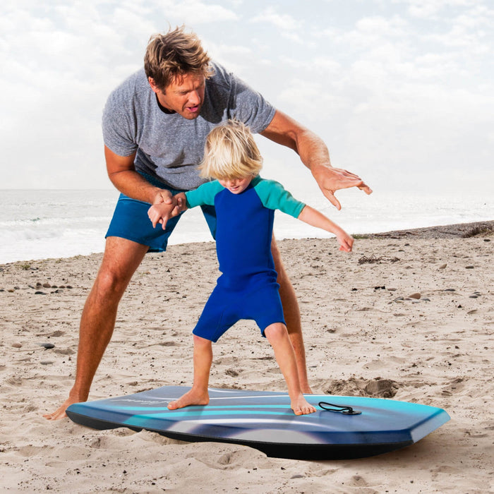 Costway 37" Lightweight Body Board With Eps Core Xpe Deck Hdpe Bottom Crescent Tail Blue