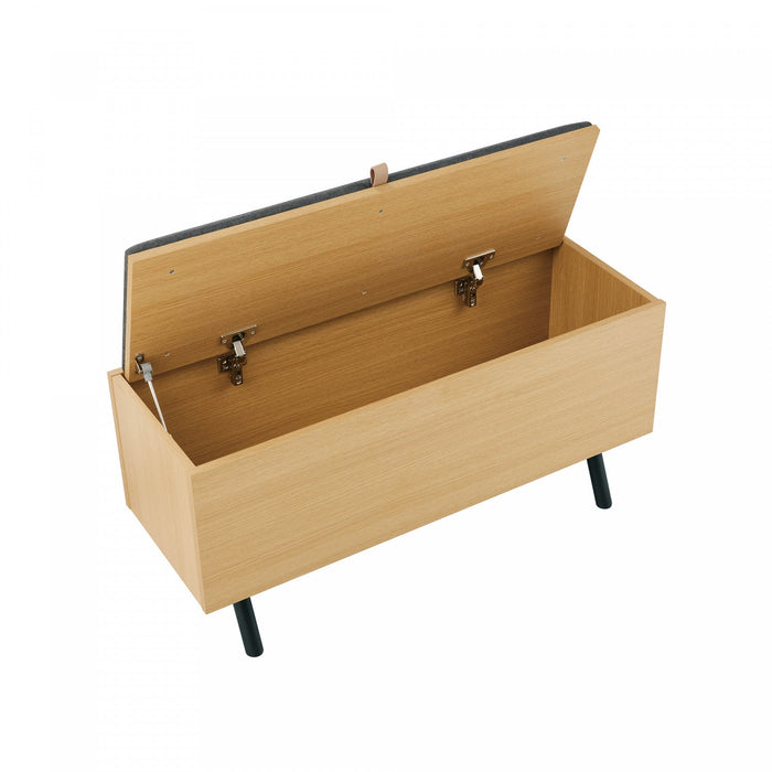 Paloma Modern Accent Storage Bench in Light Oak Armoire 