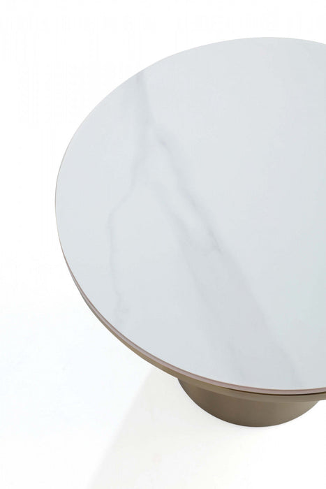 Glenn Modern Glam Sintered Stone Top End Table in Gold 