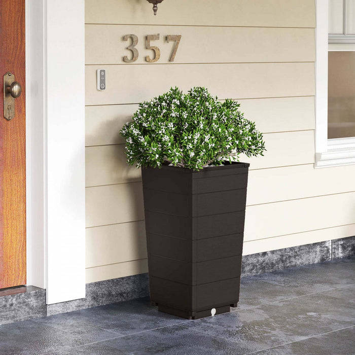 Costway 23" Tall Planter Set Of 2 For Indoor/ Outdoor Use Large Self-watering Plant Pot Brown