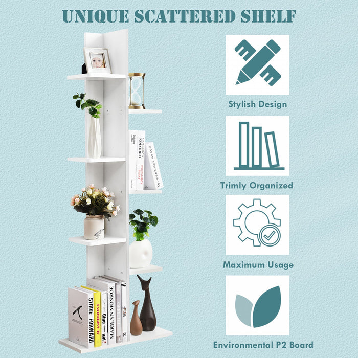 Costway Open Concept Bookcase Plant Display Shelf Rack Storage Holder Wooden White
