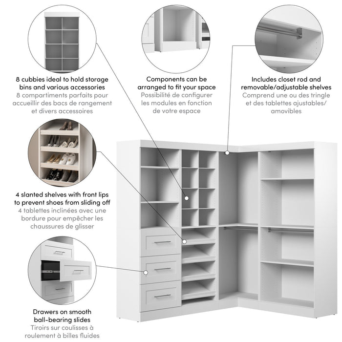 Bestar Pur 83 W Walk-In Closet Organizer - White