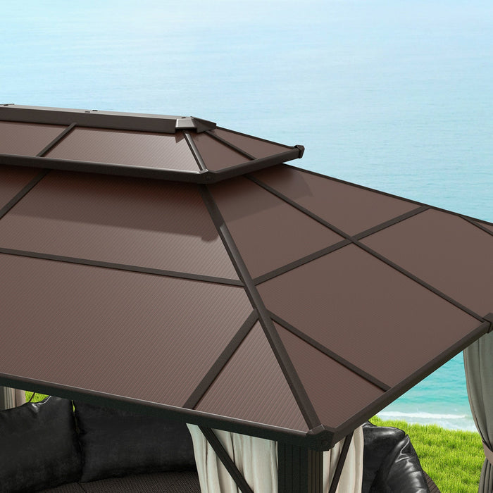 Outsunny 10' X 13' Hardtop Gazebo With Polycarbonate Roof, Aluminum Frame