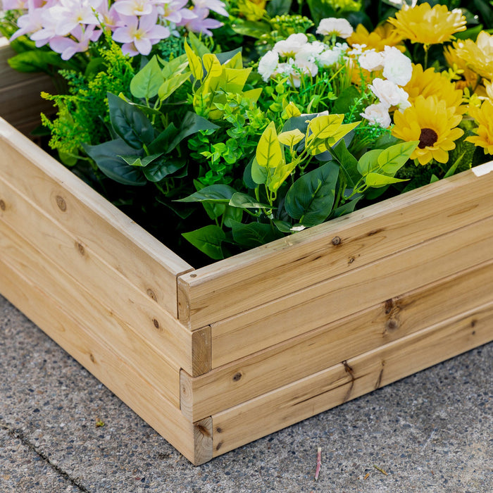 Outsunny 47\" X 24\" X 9\" Raised Garden Bed, Outdoor Wooden Planter Box For Growing Vegetables, Flower