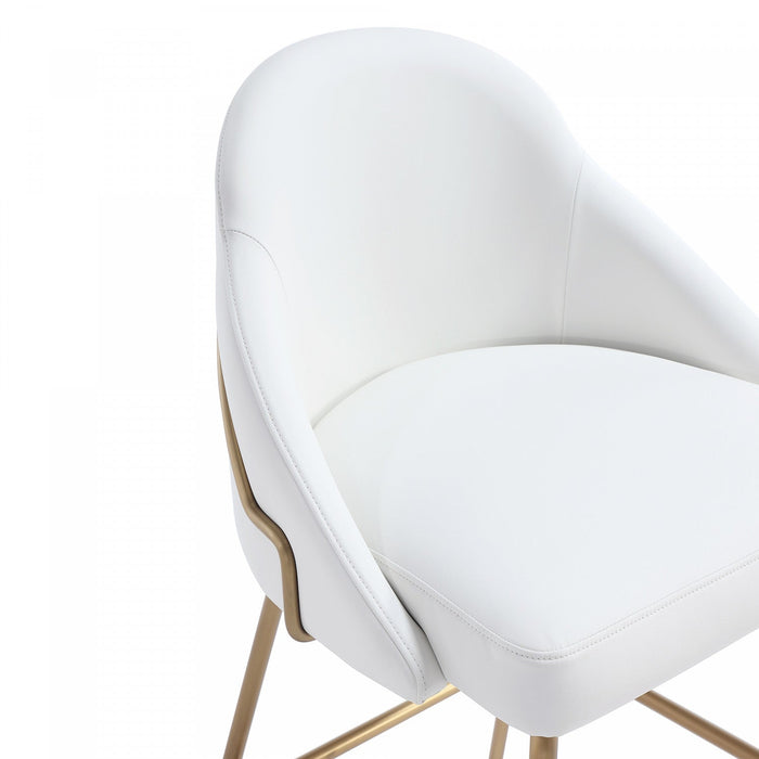 Gracie Modern Metal Upholstered Barstool in White and Gold Bar Stool 
