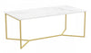 44” Coffee Table – Marble With Gold Metal 