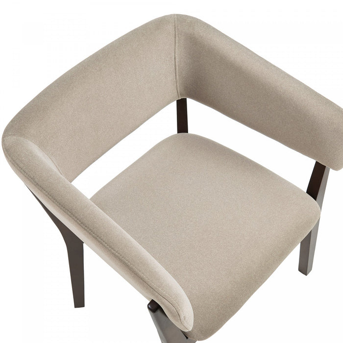 Blake Modern Wood Faux Mohair Armchair in Natural 