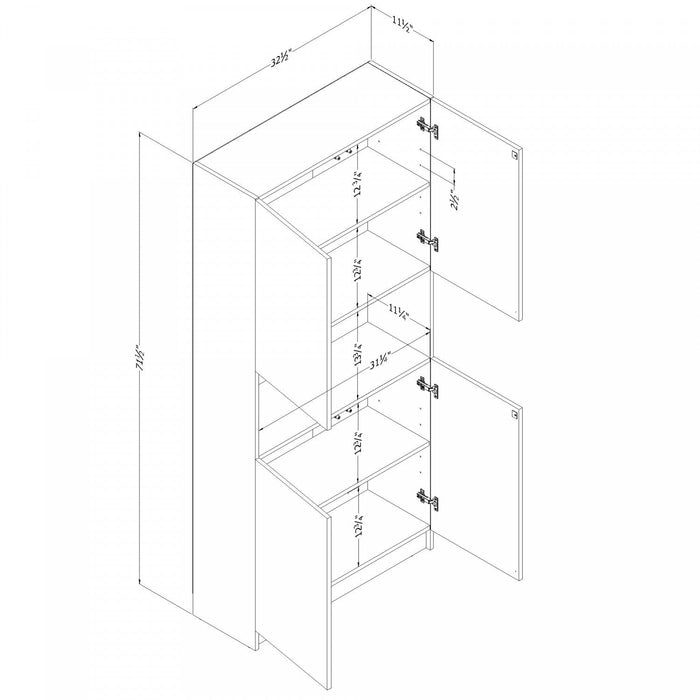 Liora 4-door Bookcase With Open Storage - Bleached Oak 