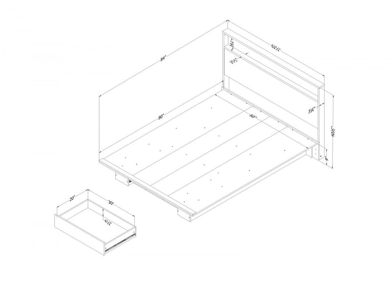 Musano Platform Bed And Headboard Set Nordik Oak - South Shore Queen Bed