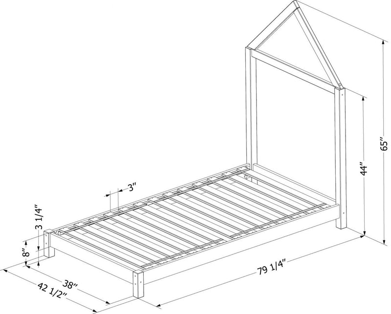 Sweedi Twin Bed with House Frame Headboard - Natural  