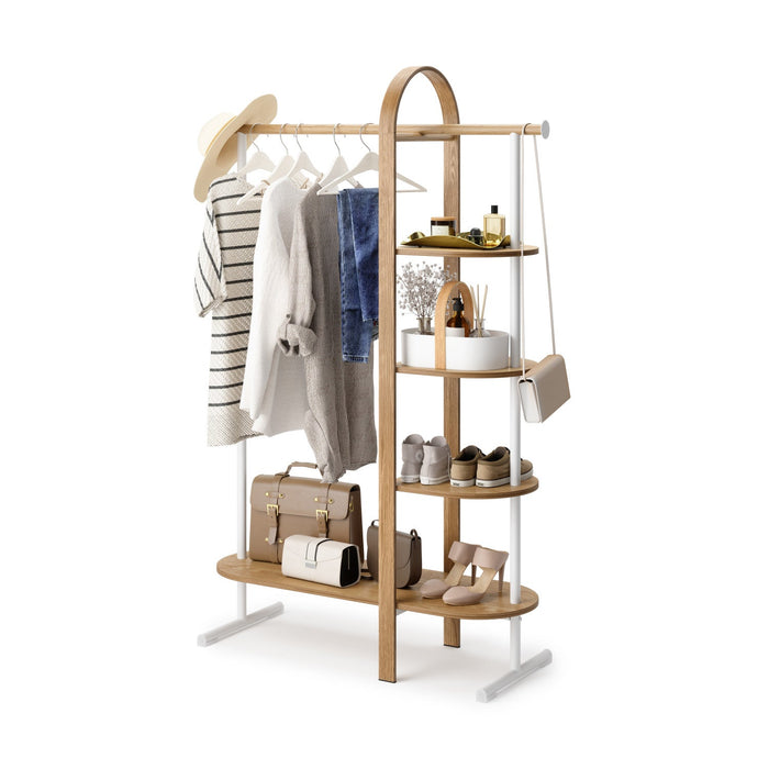 Umbra Modern Wood Bellwood Garment Rack Coat Rack - White and Natural