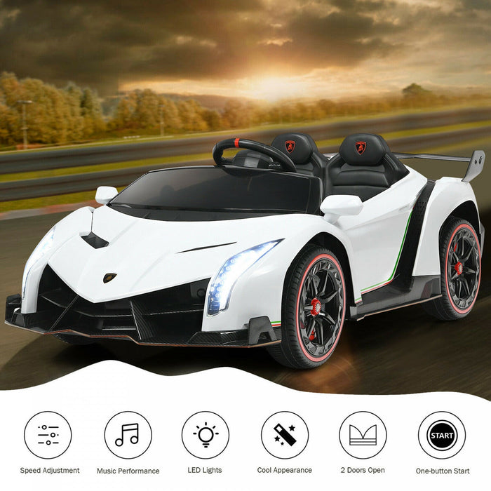 Costway 12v 2-seater Licensed Lamborghini Kids Ride On Car W/ RC & Swing Function White