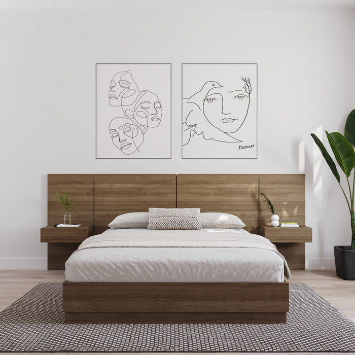 Nordika Milano Floating Nightstand Extension Panel Set Of 2 - Brown Oak