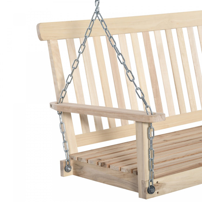 Outsunny 2-seater Porch Swing Outdoor Patio Swing Chair Seat With Slatted Build, Hanging Chains, Fir