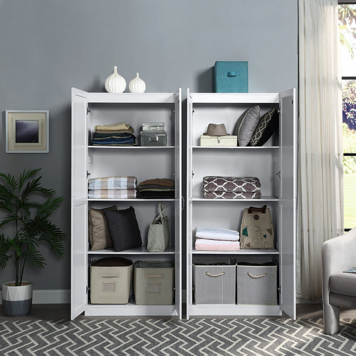Hopkins Modern 30\" Storage Cabinet in White (4-Shelf) - Set of 2 Armoire 