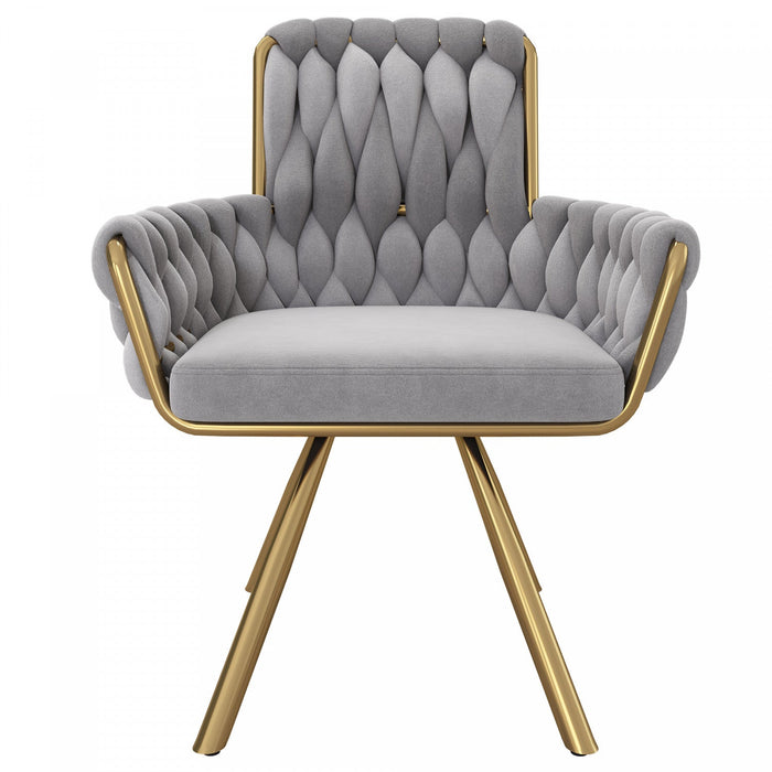 Timothy Velvet Swivel Dining Chairs with Tufted Upholstered and Metal Legs Set of 6, Grey  