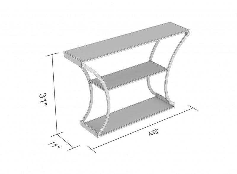 Premium Console Table With Storage Shelf - Reclaimed Wood Look With Black Metal 