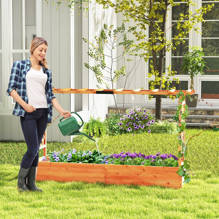 Costway 1 Pcs Raised Garden Bed With Trellis Hanging Roof Planter Box Drainage Holes For Patio