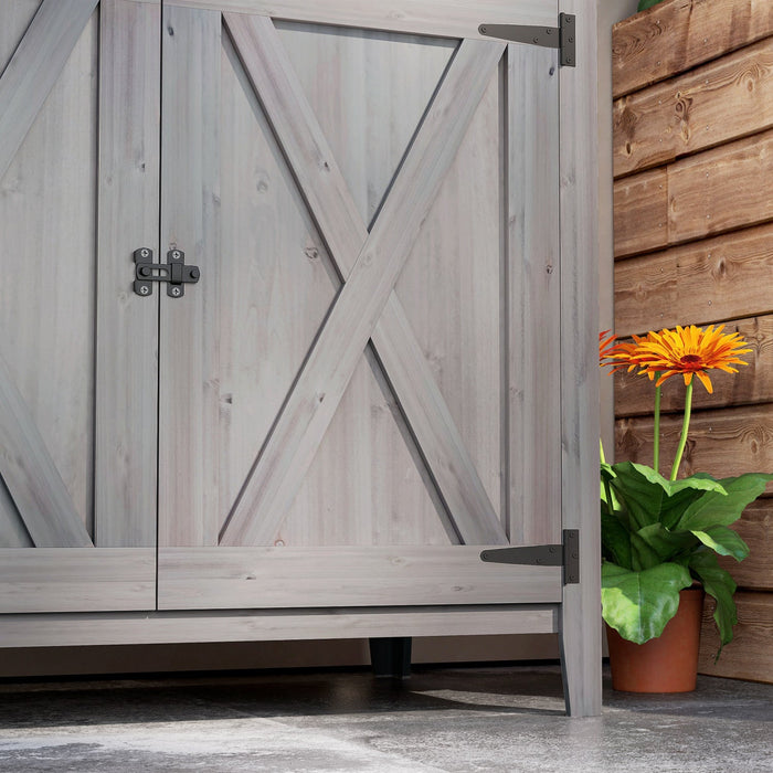 Outsunny Wood Outdoor Storage Cabinet Potting Shed With Shelf