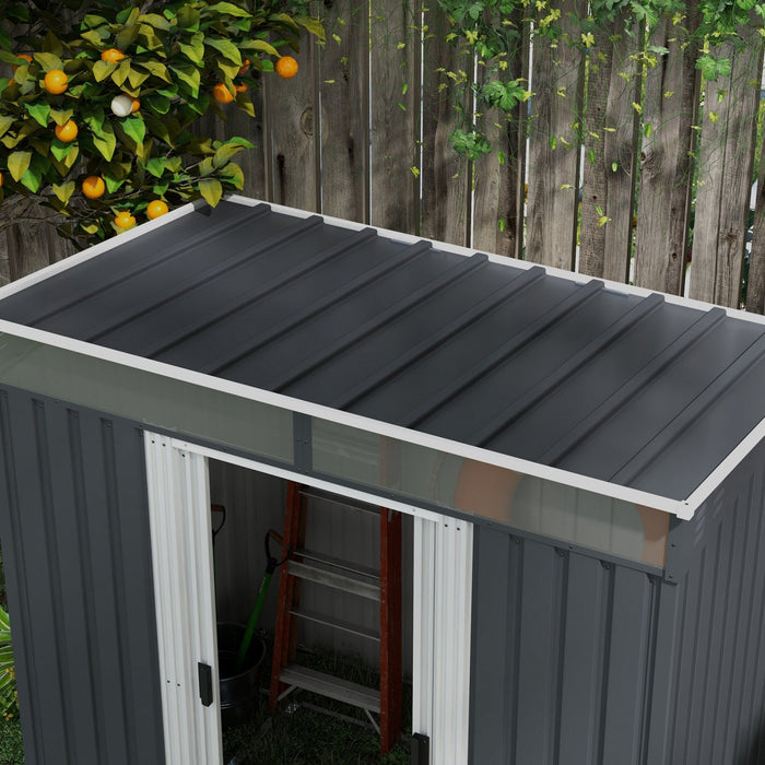 Outsunny 6.5' X 4' Outdoor Storage Shed With Floor Foundation, Lockable Metal Garden Tool Storage Ho
