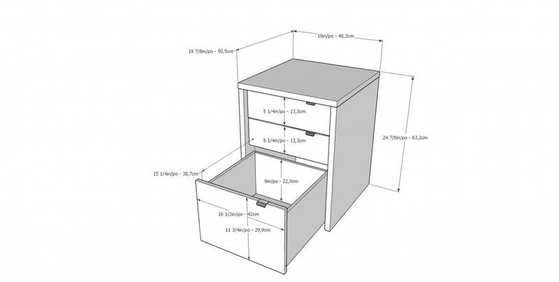 Nordika Chrono Filing Cabinet - White/Natural Maple 