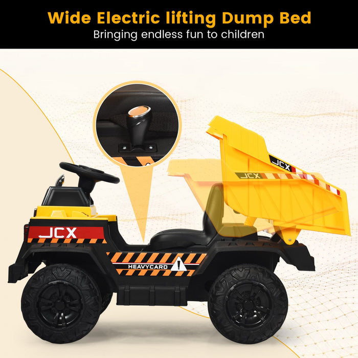 12v Battery Kids Ride On Dump Truck Rc Construction Tractor W/ Electric Bucket