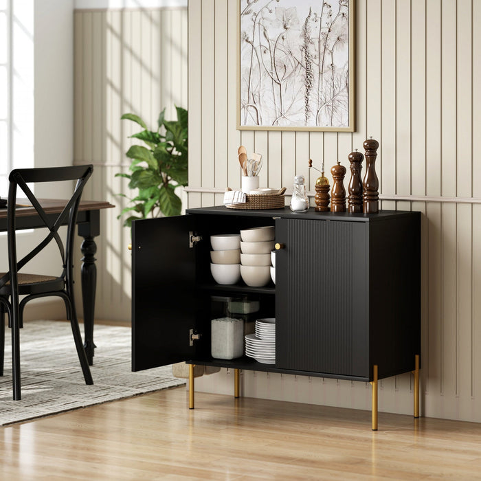 HOMCOM Sideboard with Fluted Doors, 32" Modern Buffet Cabinet, Black