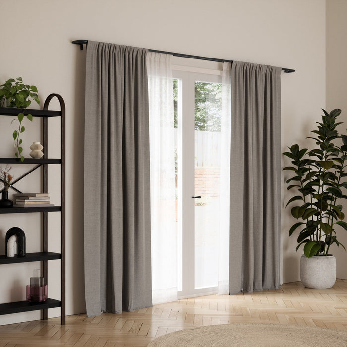 Umbra Twilight Matte Black Expandable Double Blackout 3/4\" Curtain Rod - 30\"-84\" 