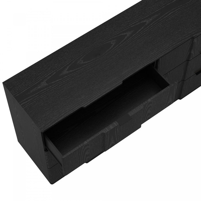 Clive Mid-Century Modern 72\" Dresser in Black (6-Drawer) 