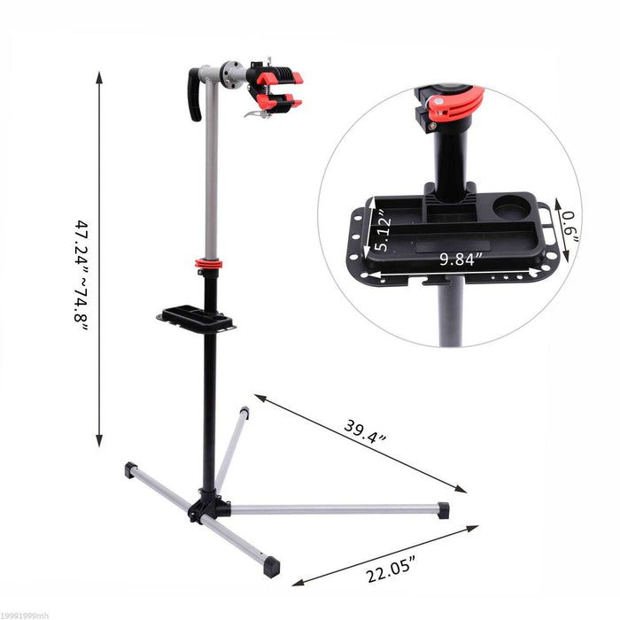 Homcom Bike Repair Stand Adjustable 47\" To 75\" Tool Tray Bicycle Cycle Rack Work