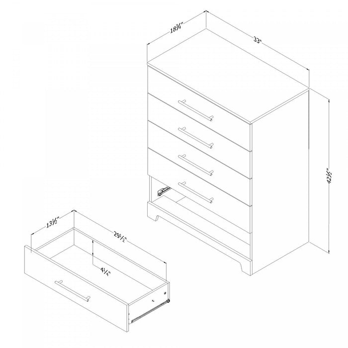 Primo 5-drawer Chest - Rustic Oak 