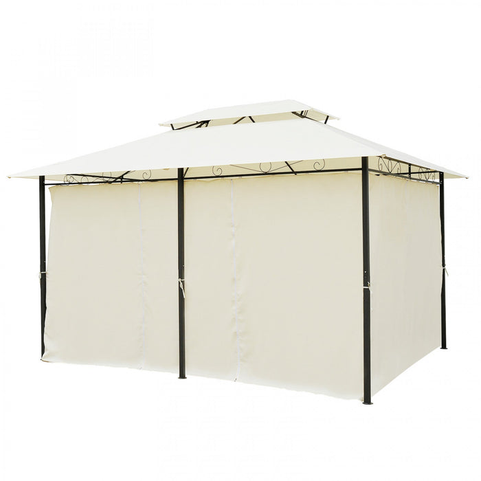 Outsunny 13'l X 10'w X 8.7'h Patio Gazebo Outdoor 2-tiers Garden Canopy Yard Sunshade Shelter With C