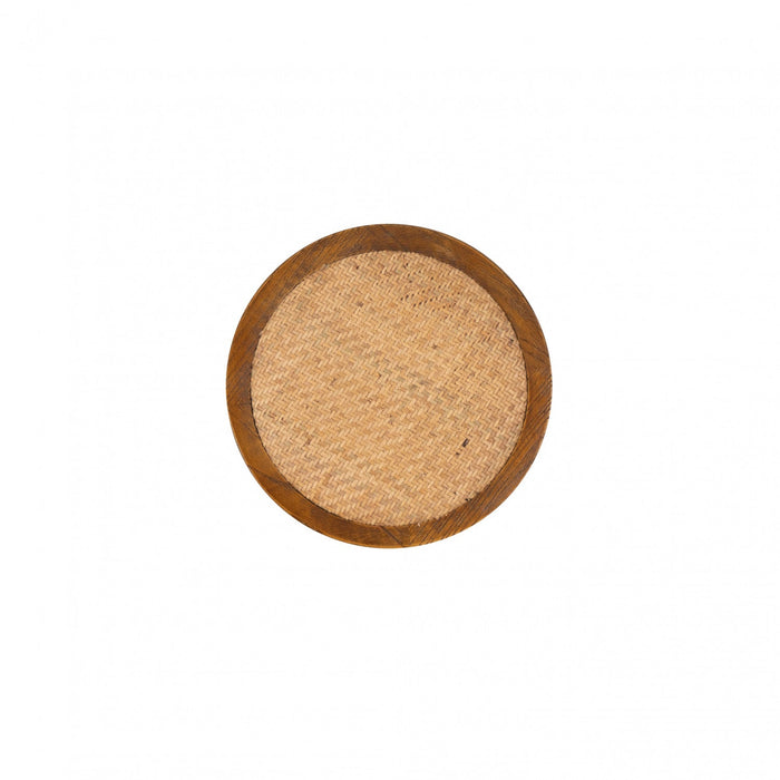 Rae Backless Rattan Counter-Height Stool - Walnut