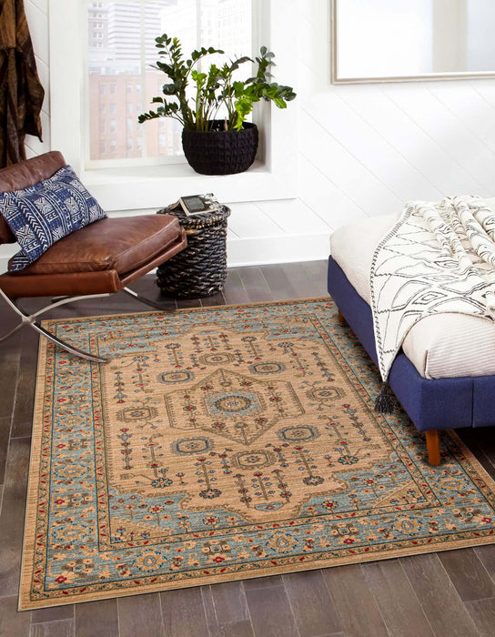 Lynda Traditional 7'10\" x 9'10\" Area Rug in Ivory Indoor Area Rug 