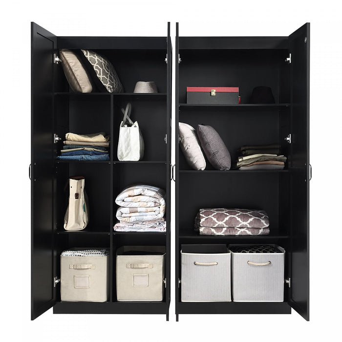 Hopkins Modern 2-Piece Wardrobe Closet in Black Armoire 
