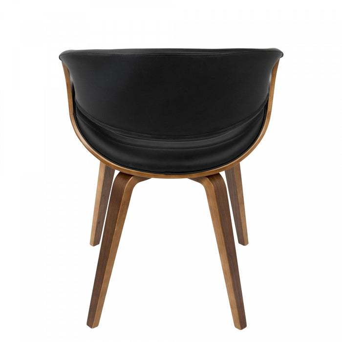 LumiSource Symphony Faux Leather Mid-Century Modern Dining Accent Chair - Walnut/Black