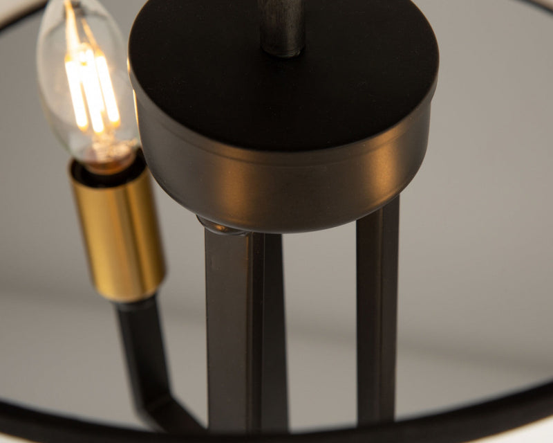 Coco 3-Light Black and Gold Semi-Flush Mount 