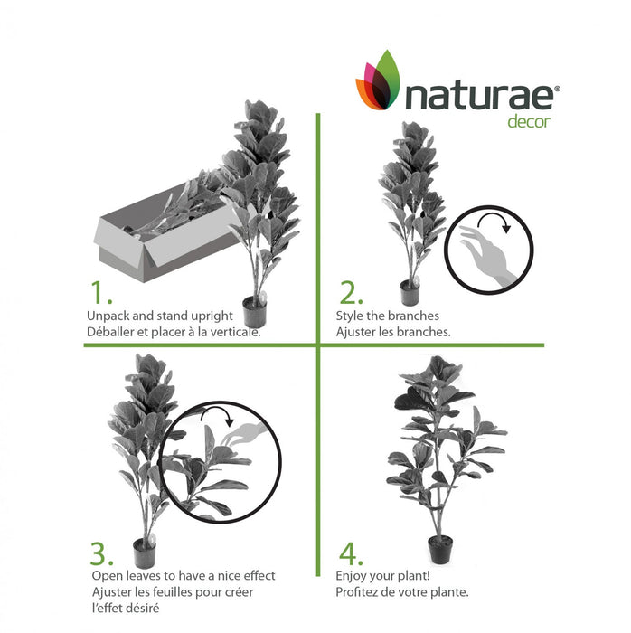 Artificial 57\" Fiddle Leaf Indoor & Outdoor In Black Pot 