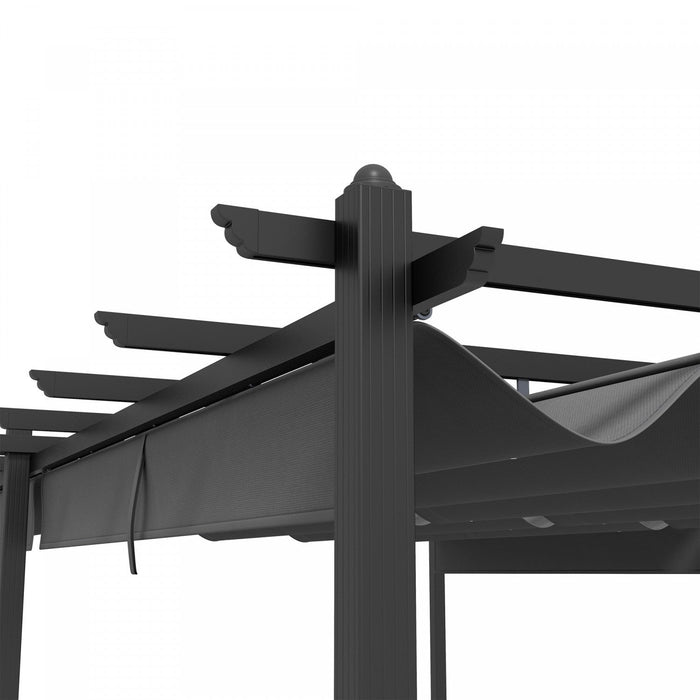 Outsunny 12' X 20' Retractable Pergola Canopy, Aluminum Pergola, Outdoor Sun Shade Shelter For Grill