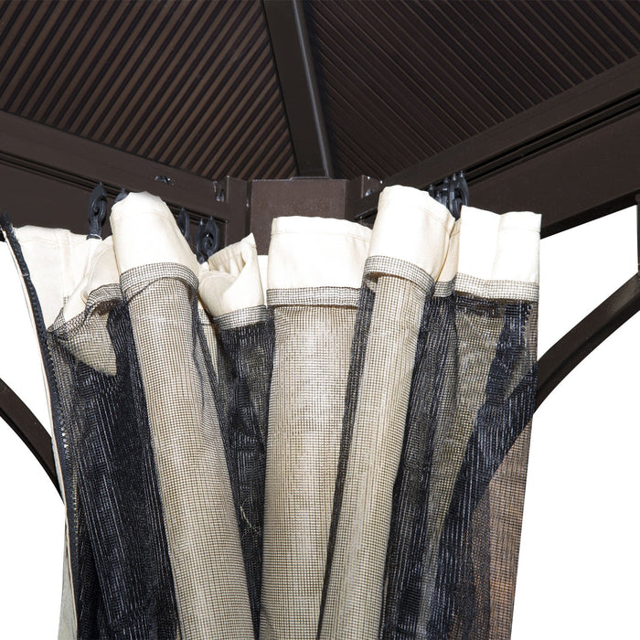 Outsunny 10' X 10' Hardtop Gazebo, Patio Gazebo Heavy Duty Sun Shade Shelter With Curtains, Aluminum