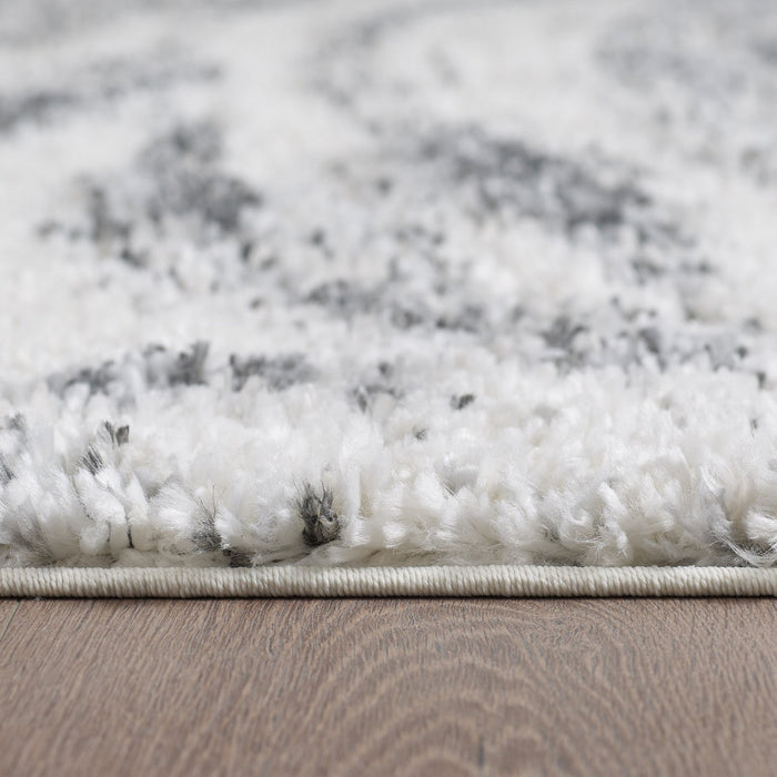 Paris Brushstrokes Cream Shag Area Rug - 6'7\" x 9'6\"