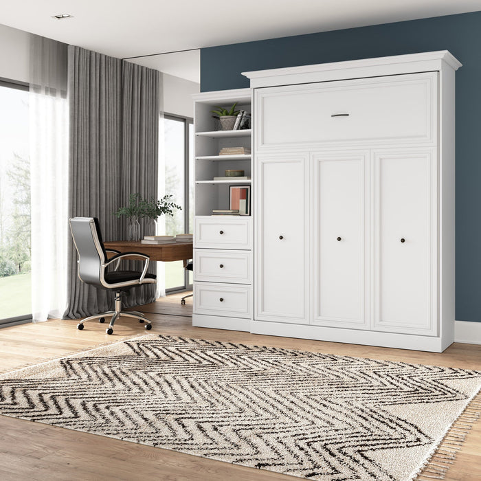 Bestar Versatile Queen Murphy Bed and Closet Organizer with Drawers (92 W) - White