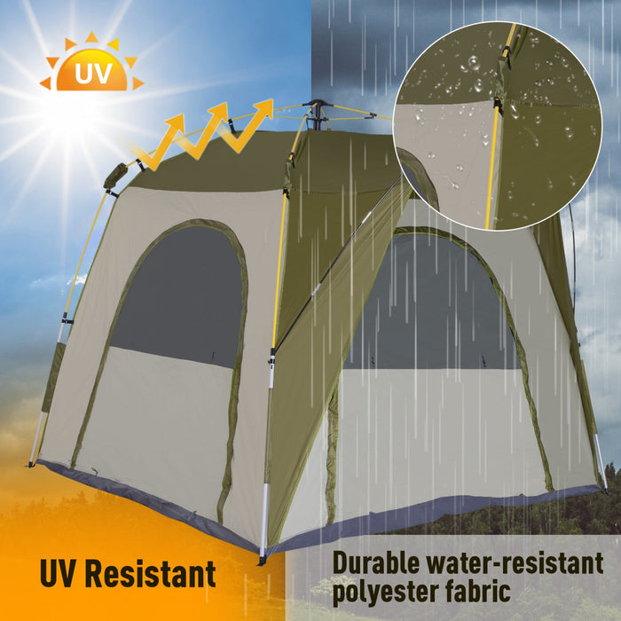 Outsunny Instant Automatic Camping Tent W/ 4 Doors And 4 Windows, Outdoor Easy Pop Up Tent, Portable