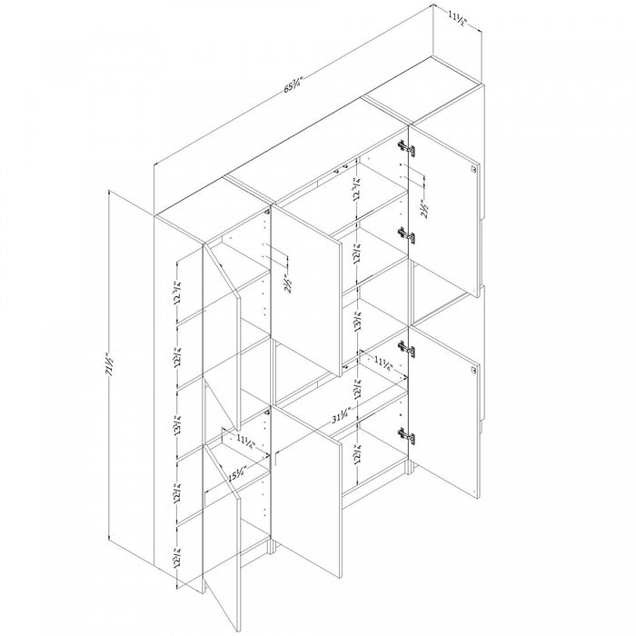 Liora Set Of Bookcase And 2 2-door Narrow Bookcases - Bleached Oak 