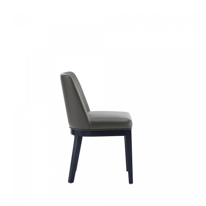 Gansevoort Modern Wood Vegan Leather Dining Chair in Graphite - Set of 4 